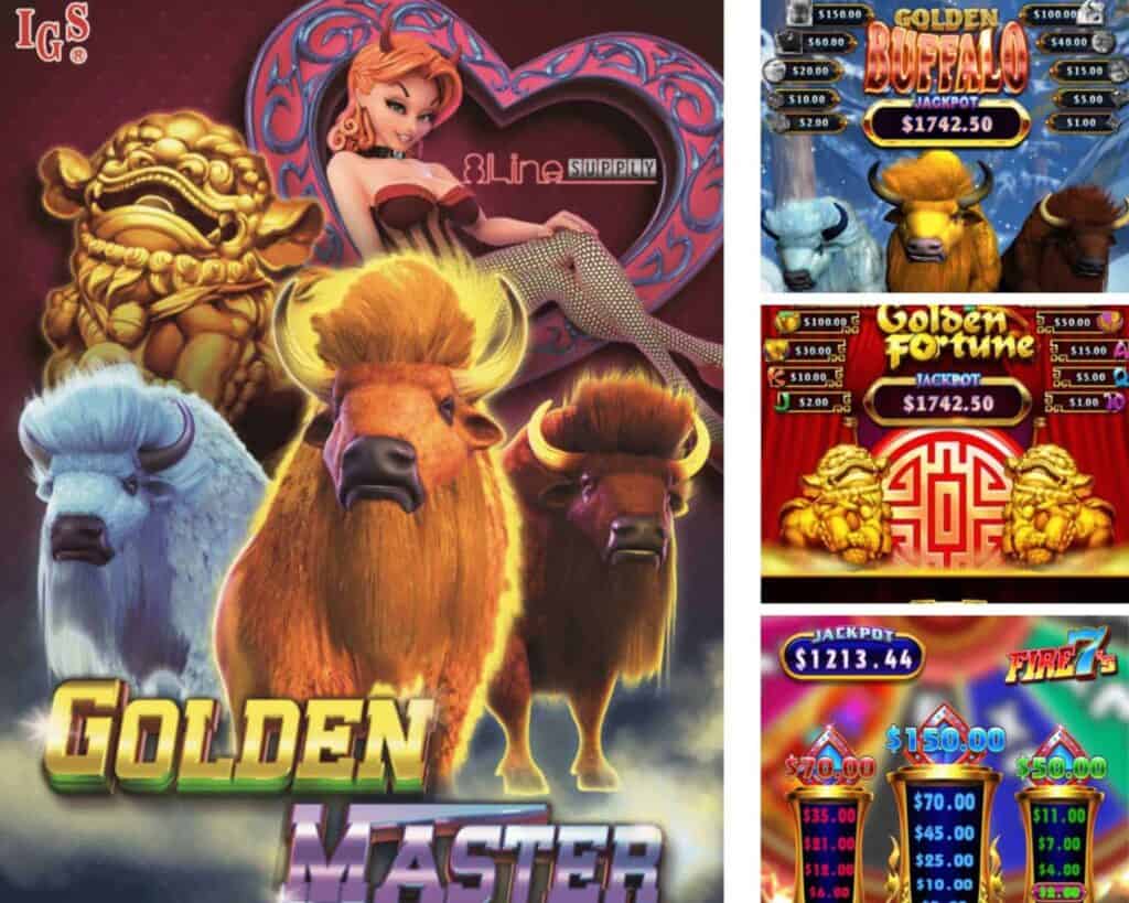 Golden Master by IGS offers three fun vertical skill games - 8 Line